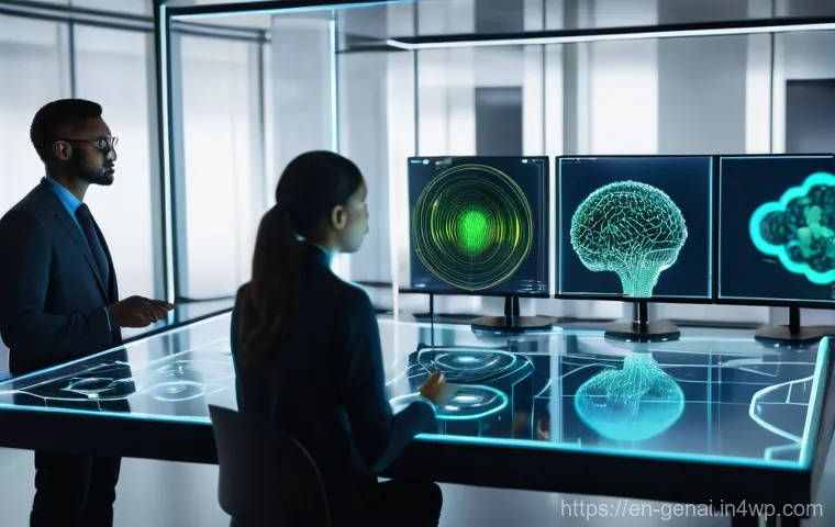 AI의 윤리적 쟁점을 다루는 법률 - **AI Transparency in a Modern Lab:**
    A highly detailed, realistic image of a diverse team of 3-4...