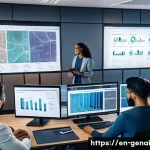 Home 19 AI의 윤리적 리더십 - A diverse team of AI developers collaborating in a modern office space, including engineers, ethicis...